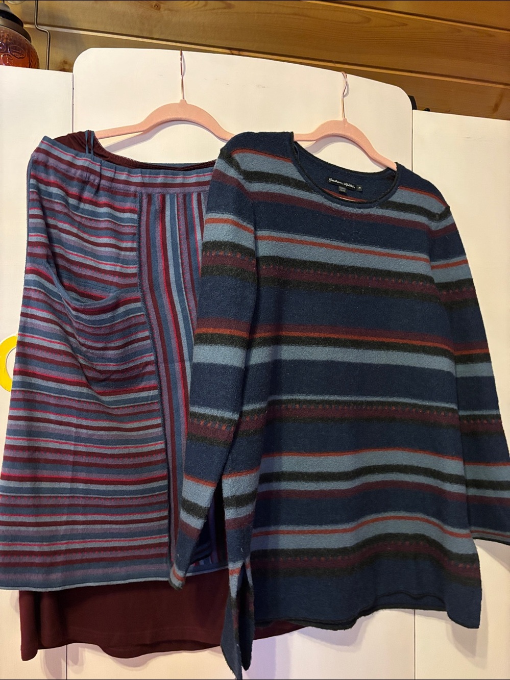 Gudrun Sjorden Striped Crewneck Sweater set with matching Skirts.